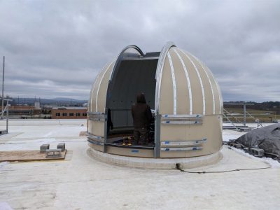 Virginia Tech’s new telescope dome finds a new home on the Hume Center's roof