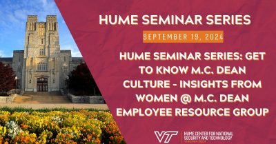 Hume Seminar Series: Get to know M.C. Dean Culture - Insights from Women @ M.C. Dean Employee Resource Group