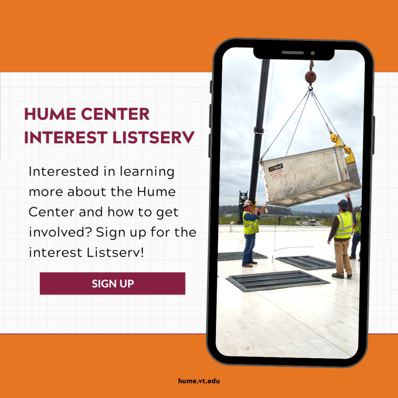 Interested in learning more about the Hume Center and how to get involved? Sign up for the interest Listserv!